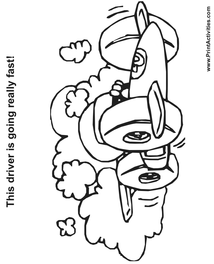 Race car coloring page a speeding race car