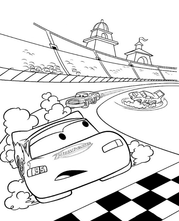 Cars race coloring pages to print