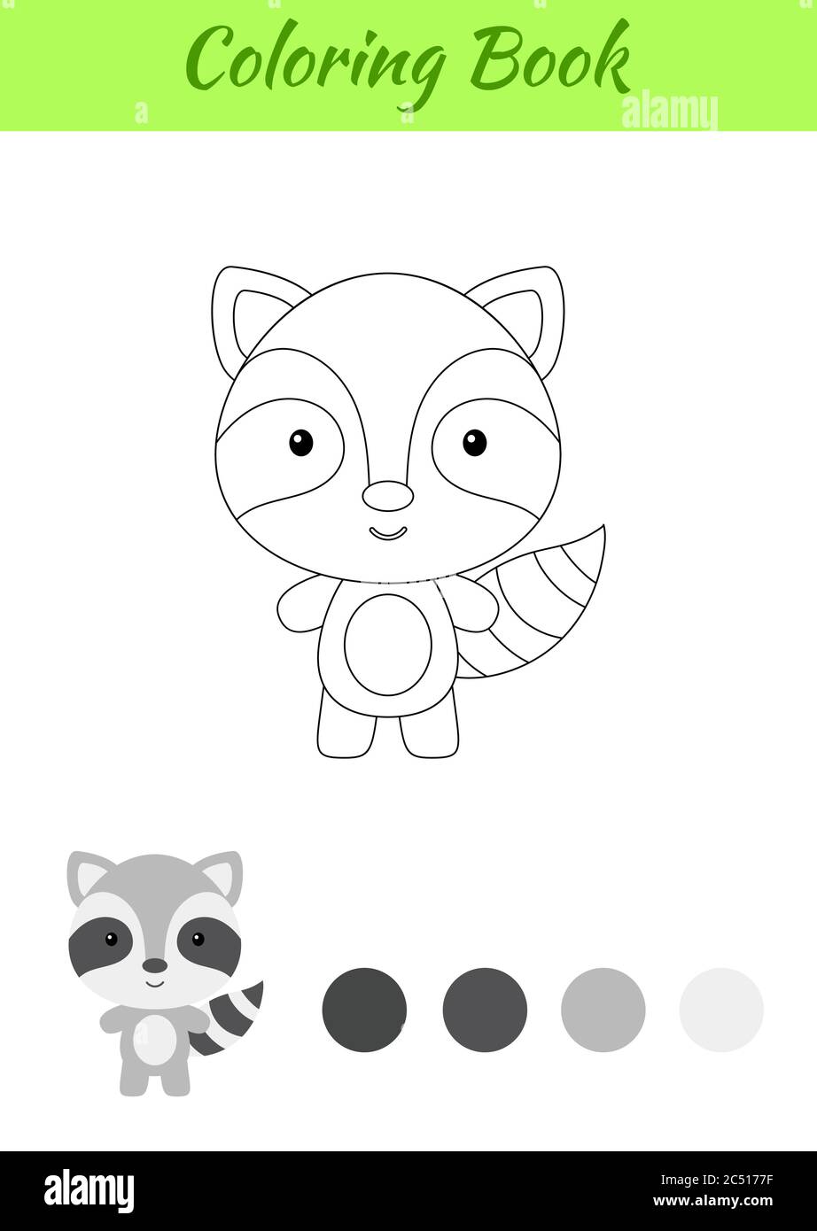Coloring page happy little baby raccoon coloring book for kids educational activity for preschool years kids and toddlers with cute animal stock vector image art