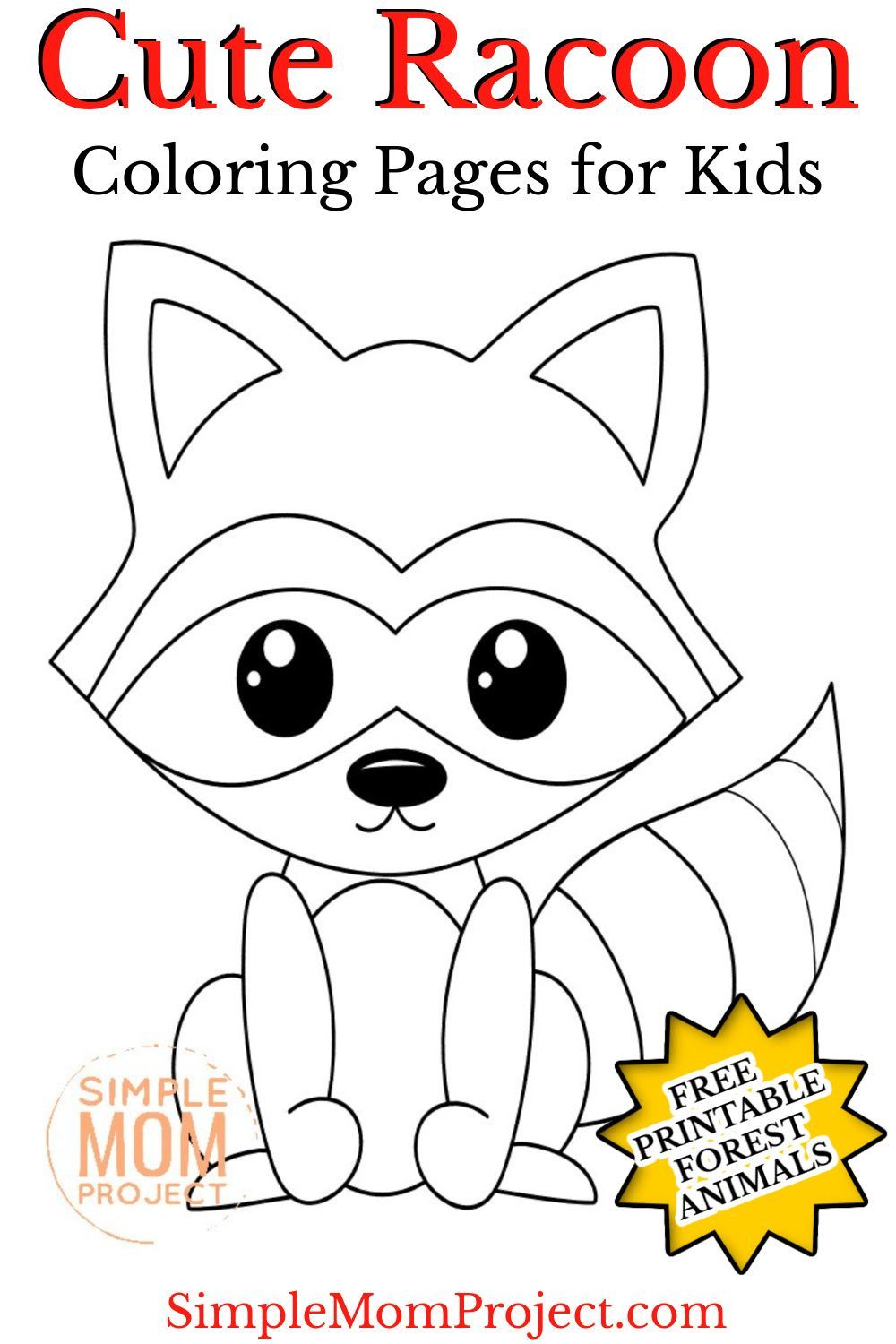 Free printable forest raccoon coloring page coloring pages racoon animal coloring pages
