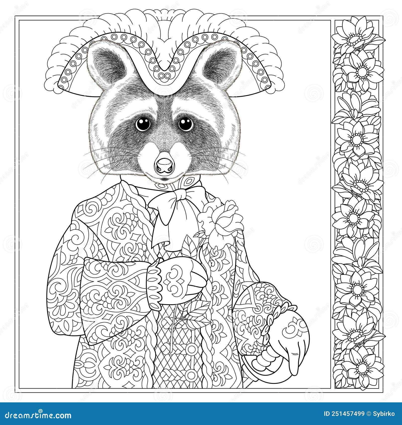 Raccoon coloring book page stock vector illustration of colouring