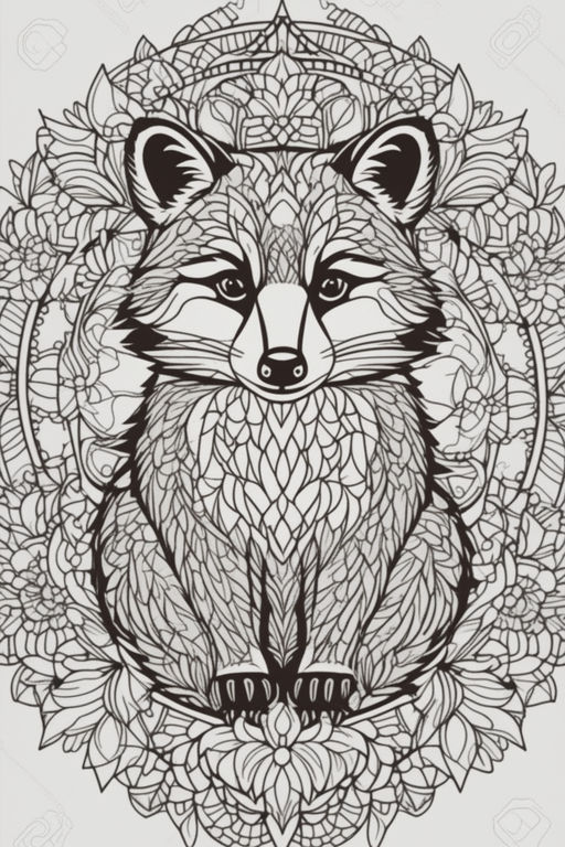 Black and white raccoon coloring pages cartoon style