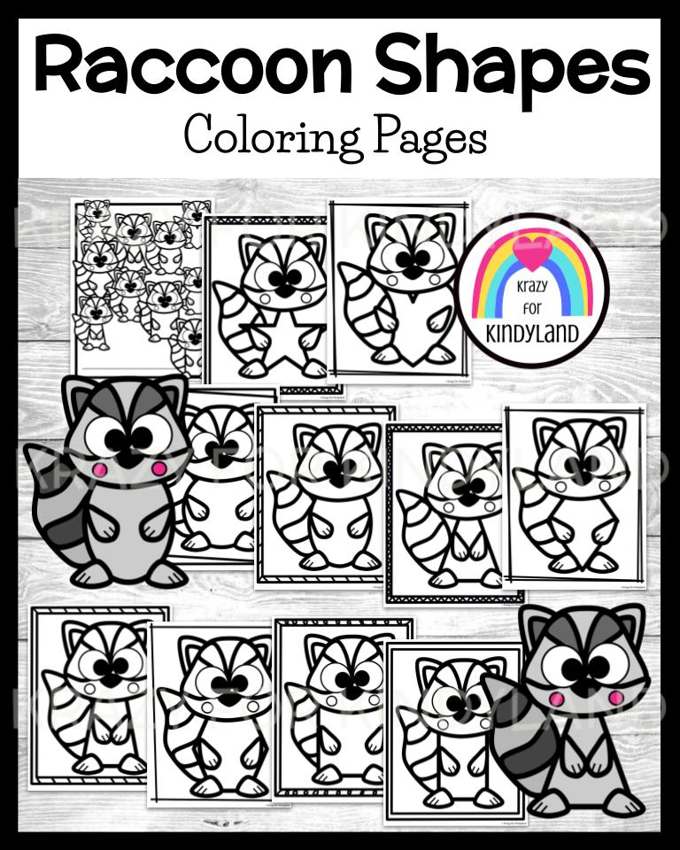 Raccoon shape coloring pages booklet back to school first day activity