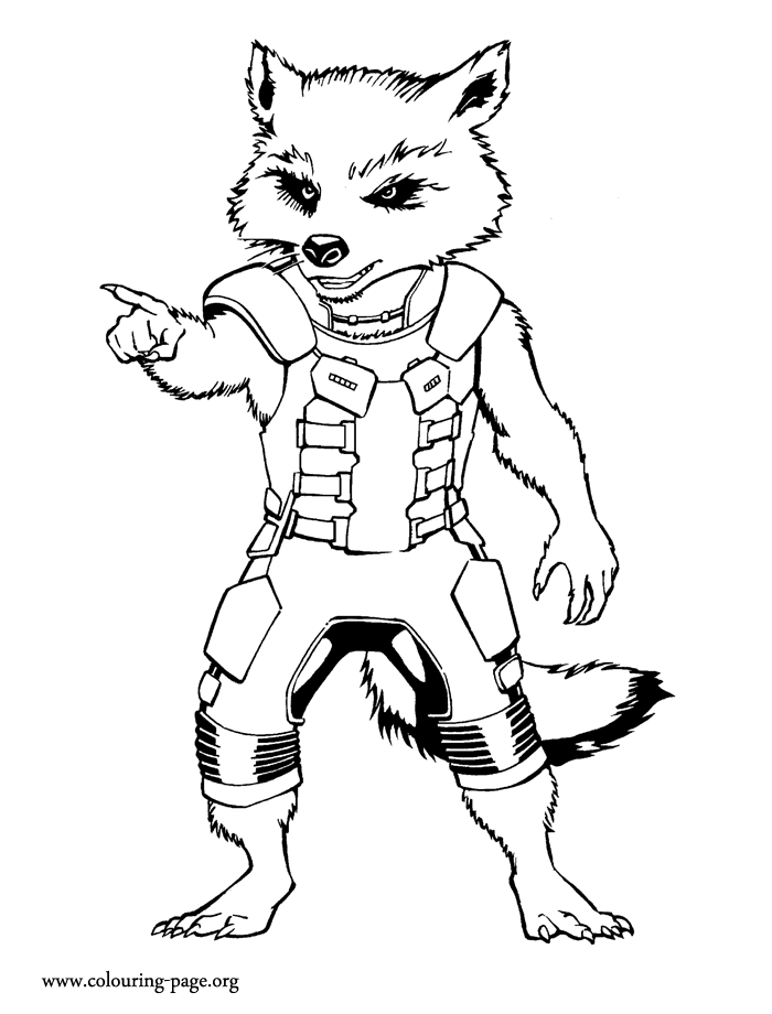 Rocket the racoon coloring page