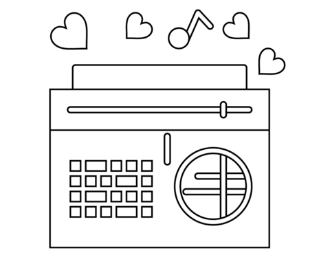 Valentines day love radio coloring page free printable coloring pages