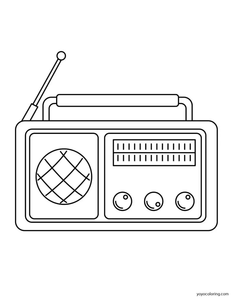 Radio coloring pages á printable painting template