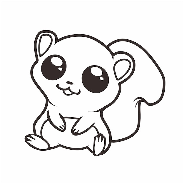 Premium vector kawaii cute squirrel coloring pages