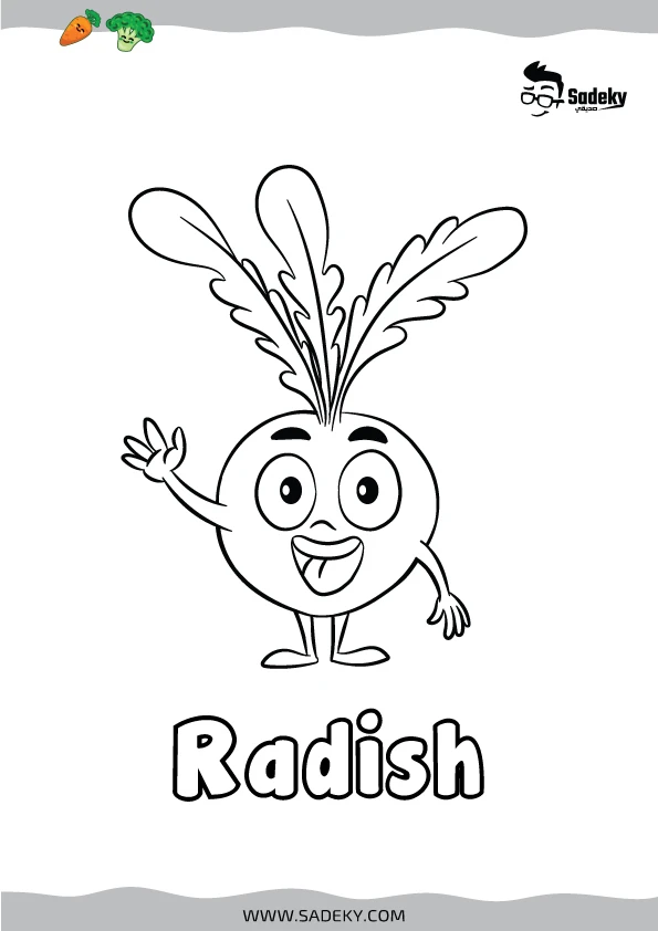 Free cartoon vegetables coloring pages with names