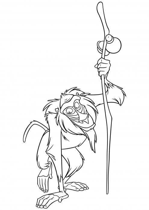 Rafiki with a cane coloring pages the lion king coloring pages