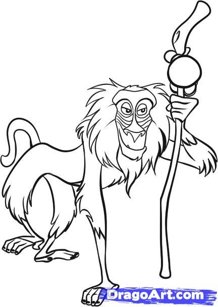 How to draw rafiki step by step disney characters cartoons draw cartoon characters free online â lion king drawings lion coloring pages disney art drawings