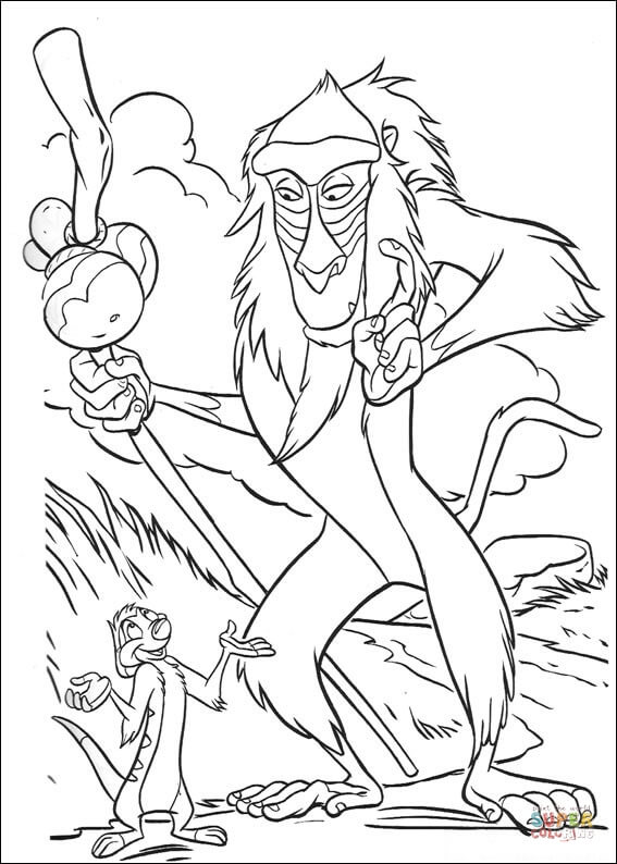 Rafiki and timon coloring page free printable coloring pages