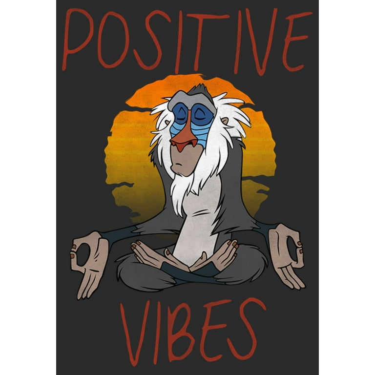 Mens lion king rafiki positive vibes meditation graphic tee black large