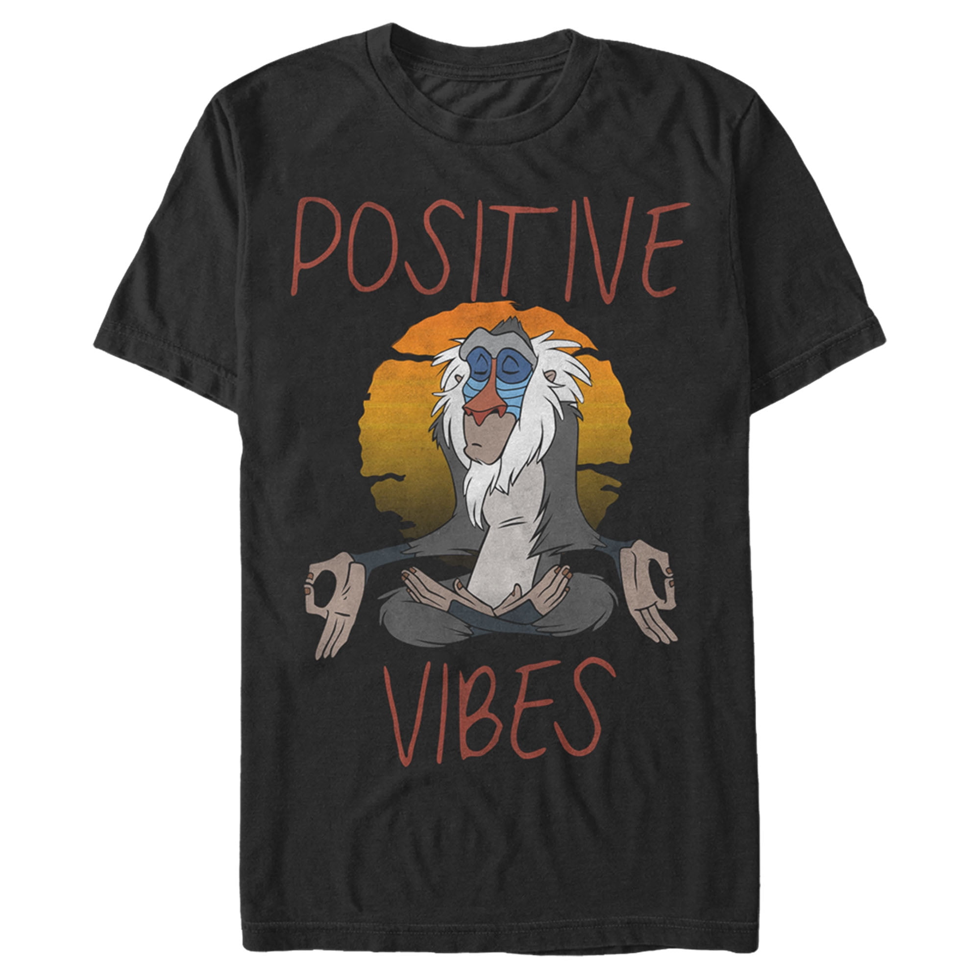 Mens lion king rafiki positive vibes meditation graphic tee black x large