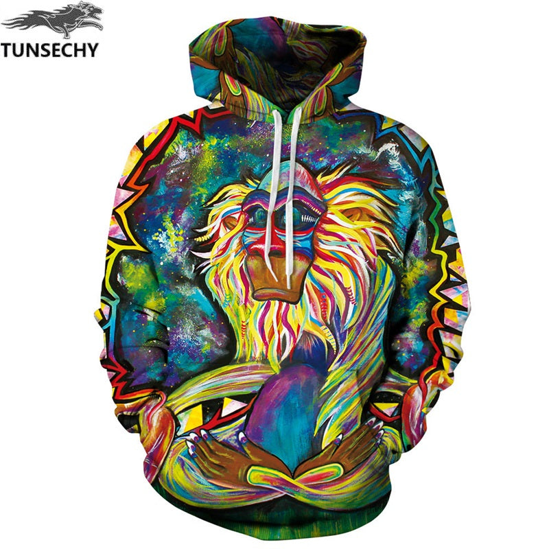 Graffiti rasta monkey elder meditation rafiki hoodie men women d swea â creative cosmos wolf paint all over print zip hoodie