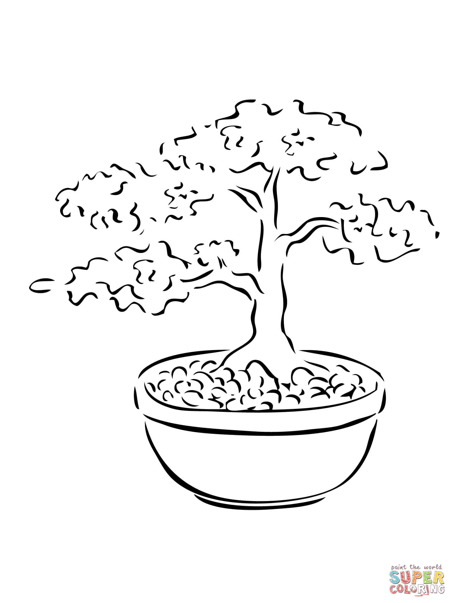 Bonsai miniature tree coloring page free printable coloring pages