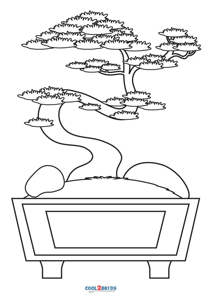 Free printable bonsai tree coloring pages for kids