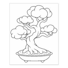 Japanese bonsai tree in a tray coloring page rubber stamp zazzle butterfly coloring page tree drawing tree drawing simple