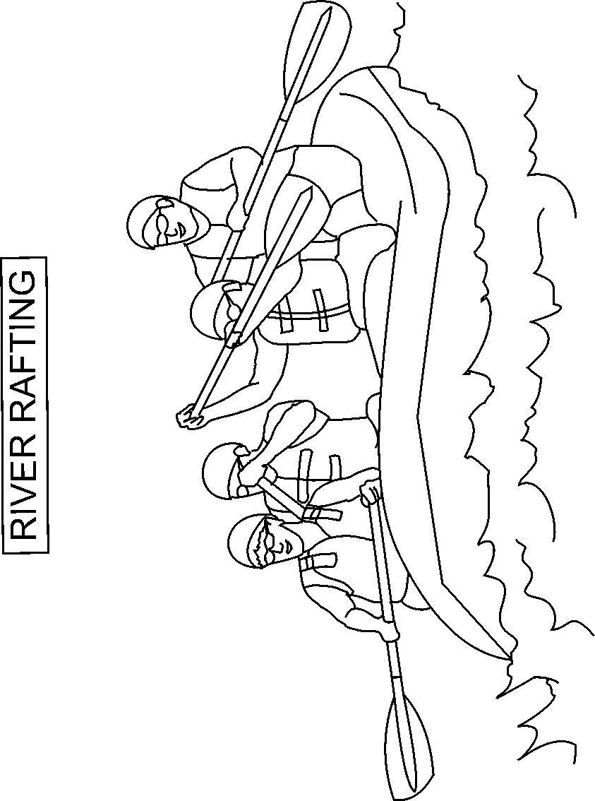 Rafting coloring printable page for kids