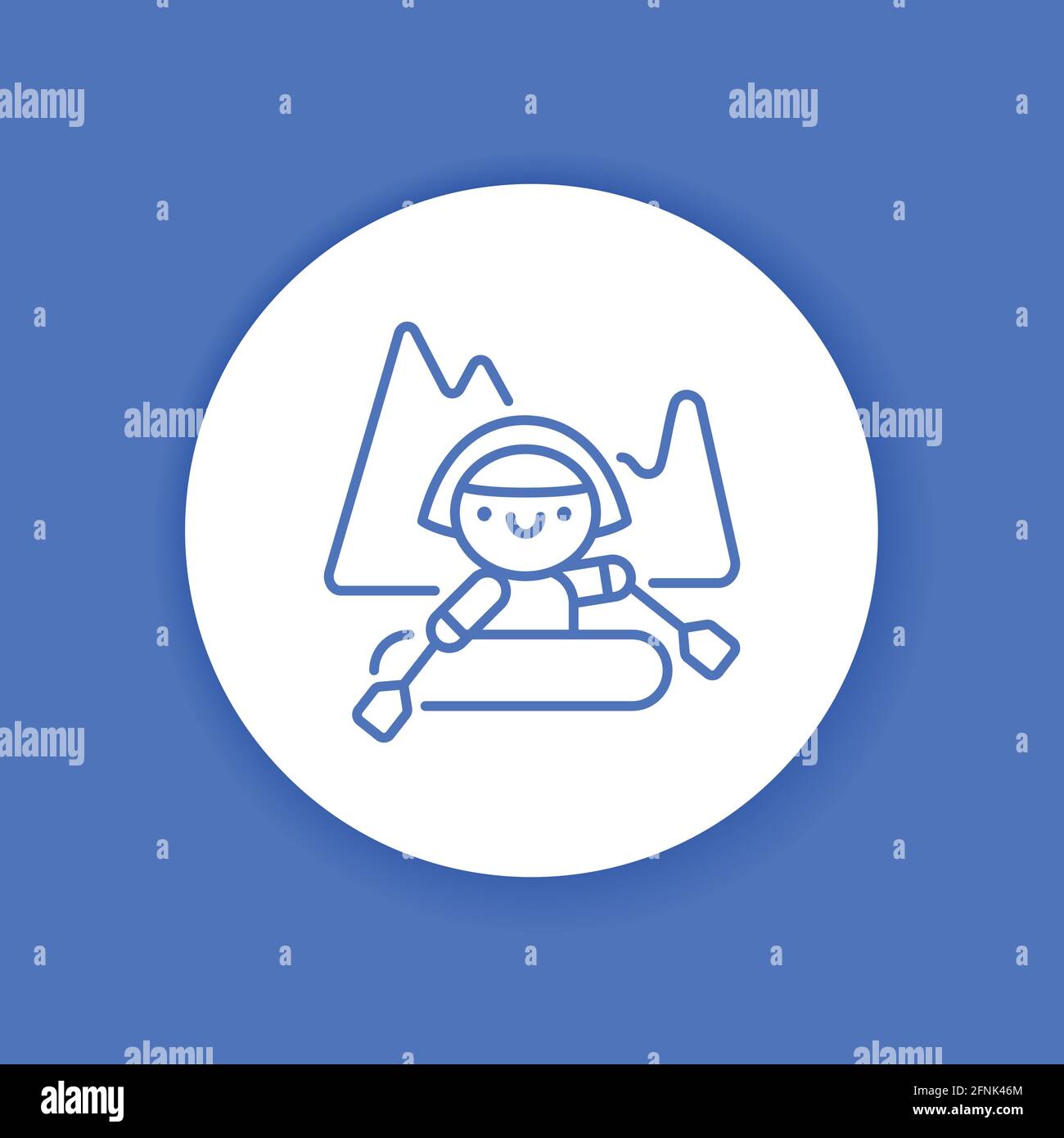 Cute girl rafting color glyph icon outdoor activities kawaii pictogram sign for web page mobile app button logo vector isolated element editabl stock vector image art