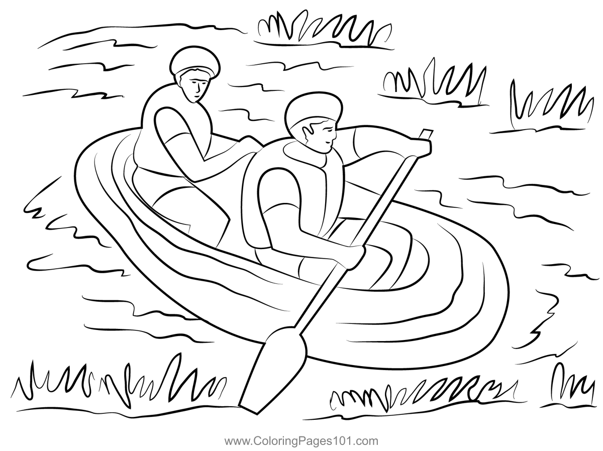 Rafting boat coloring page for kids