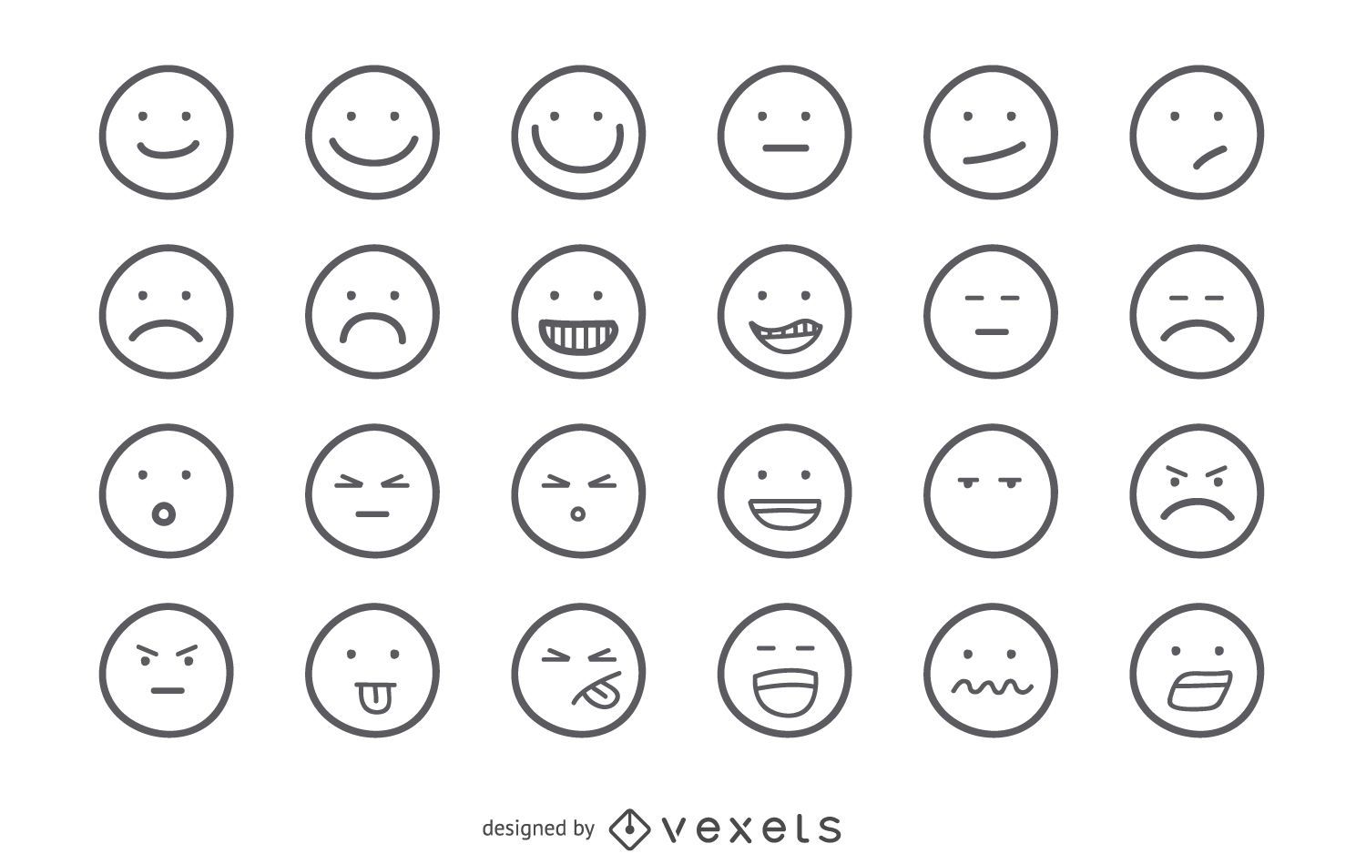 Emoji outline set vector download