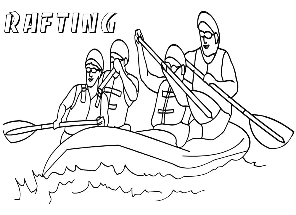 Rafting coloring page