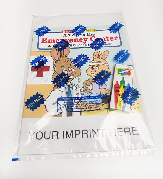 A trip to the emergency center coloring book fun pack with your logo