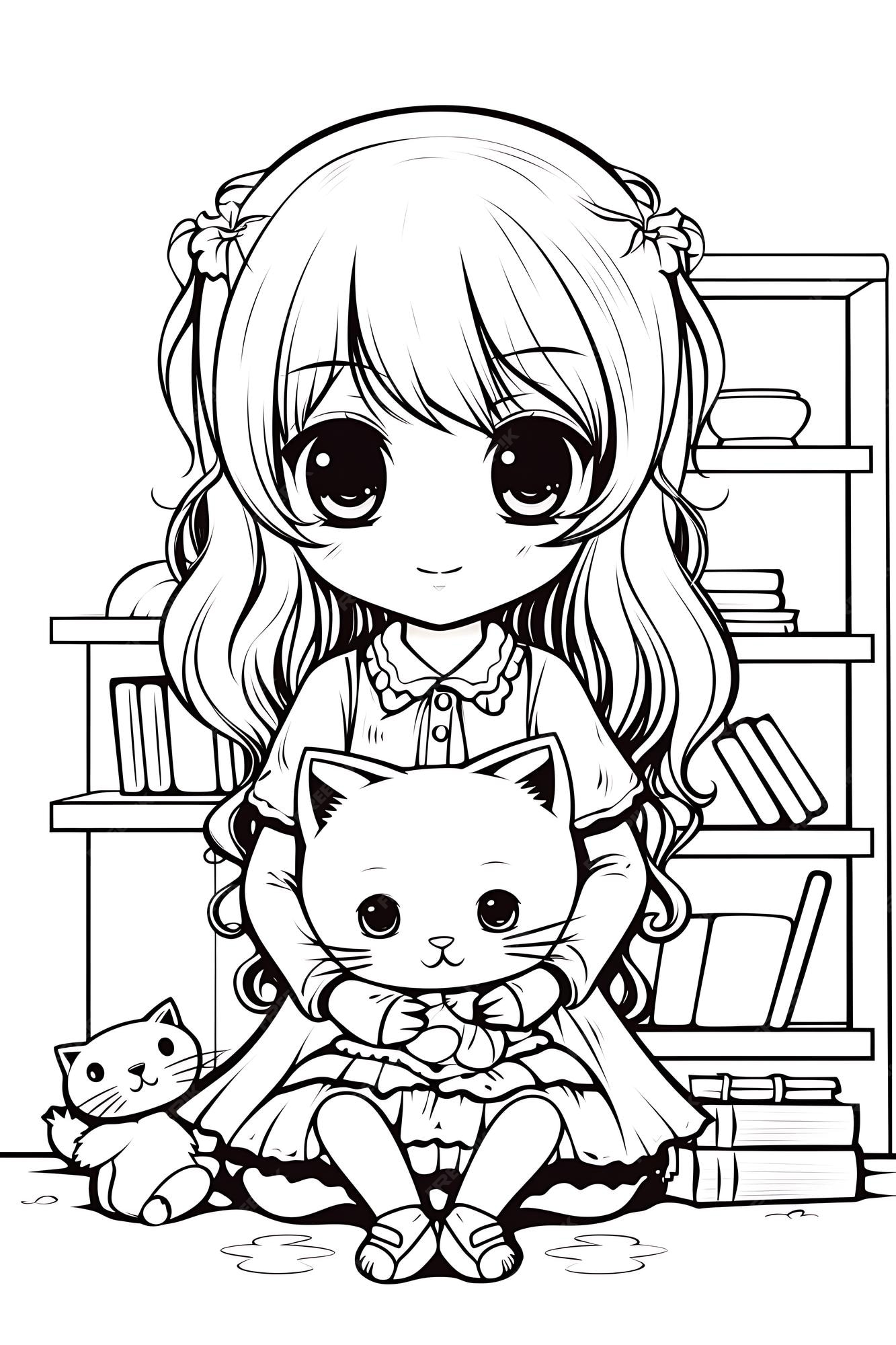 Premium vector kawaii coloring page