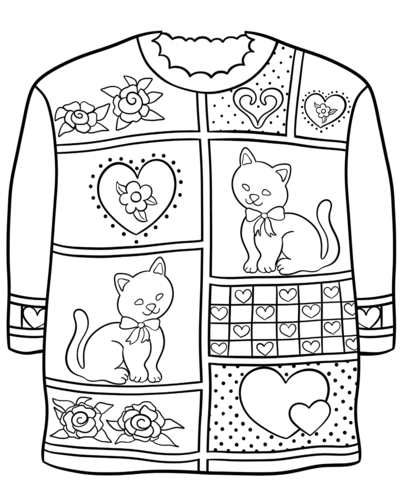 Sweater with christmas pattern coloring page free printable coloring pages