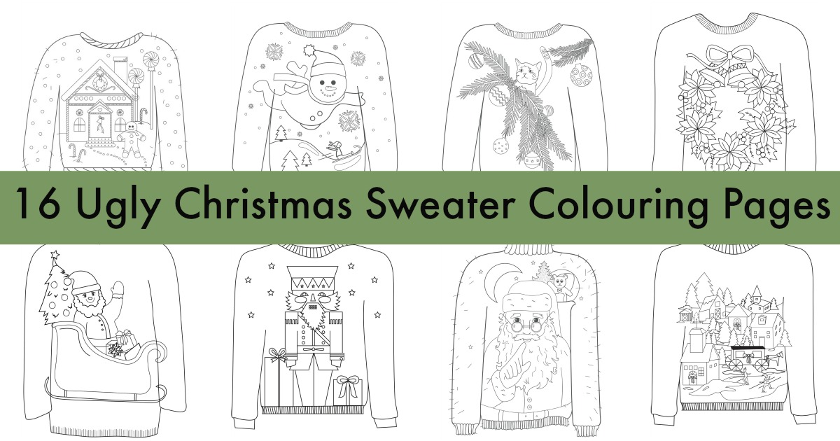 Ugly christmas sweater colouring pages mum in the madhouse