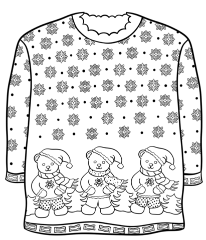 Christmas sweater with teddy bears coloring page free printable coloring pages