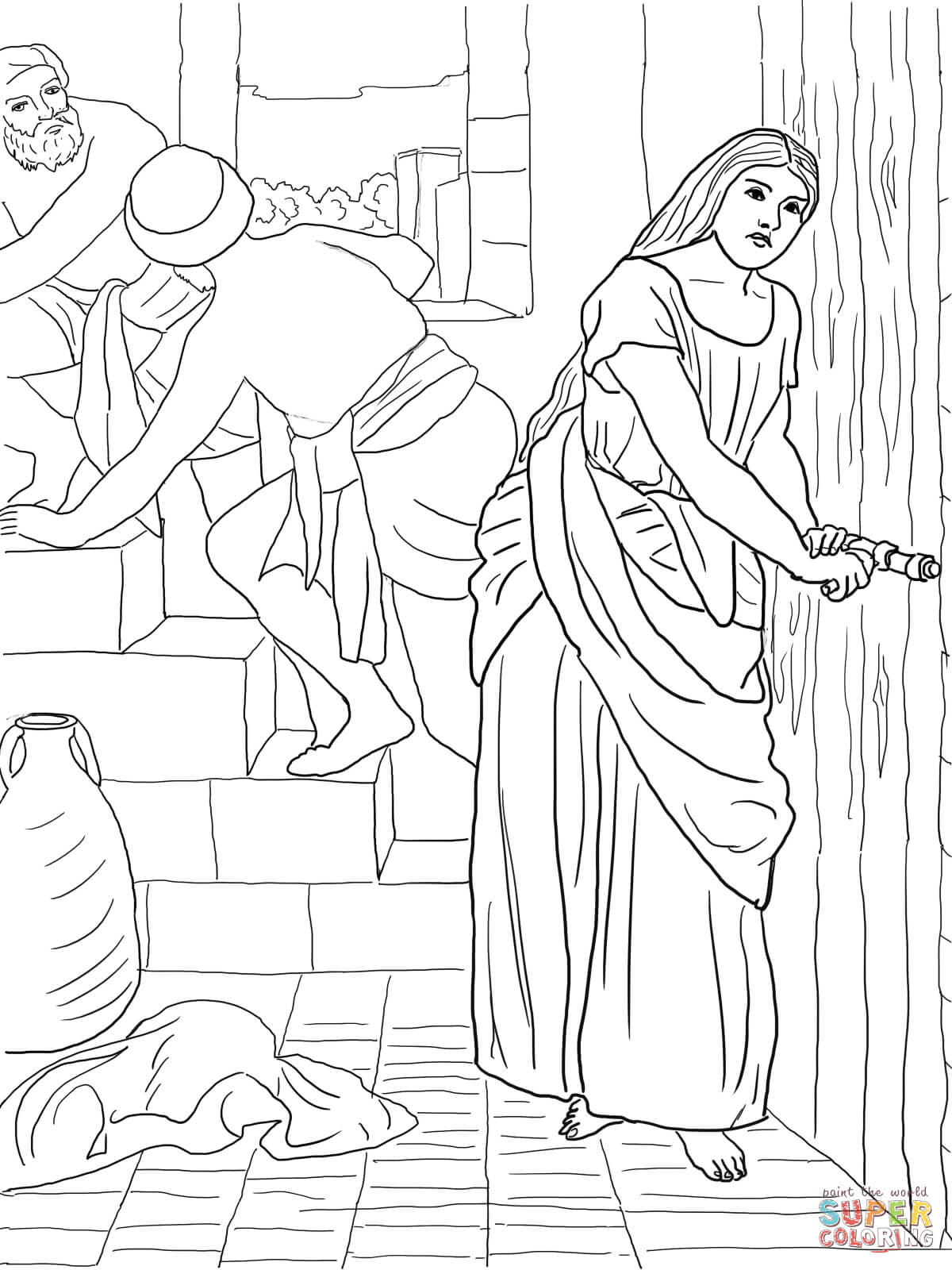 Rahab hides the spies coloring page free printable coloring pages