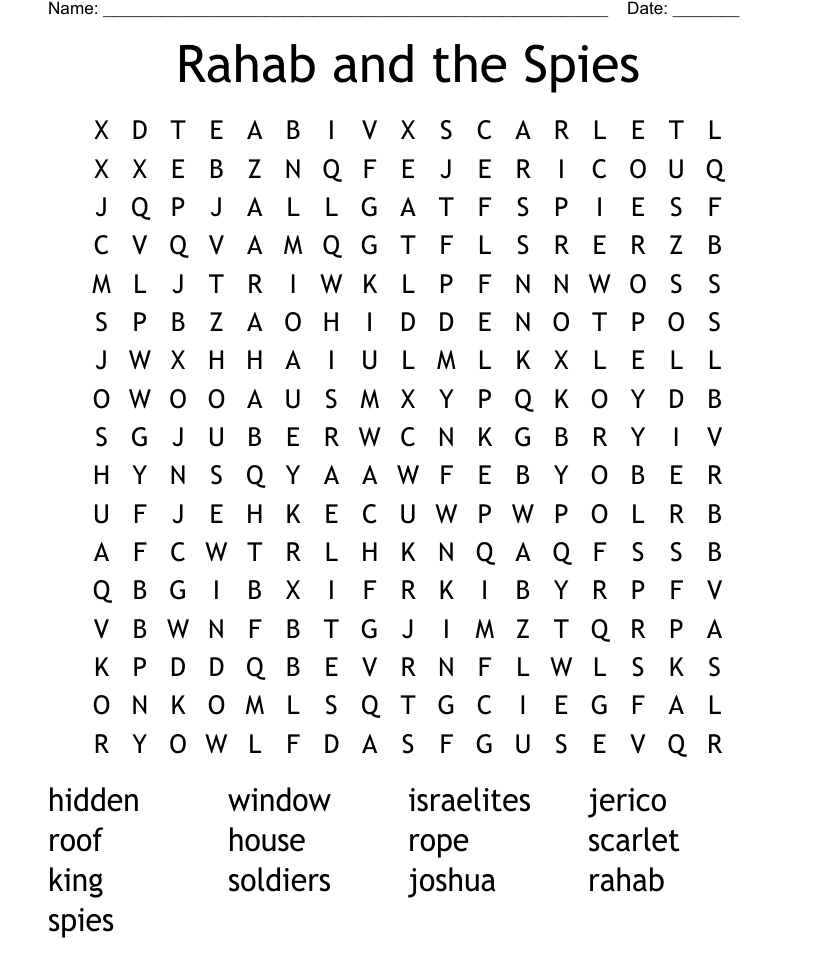 Rahab and the spies word search