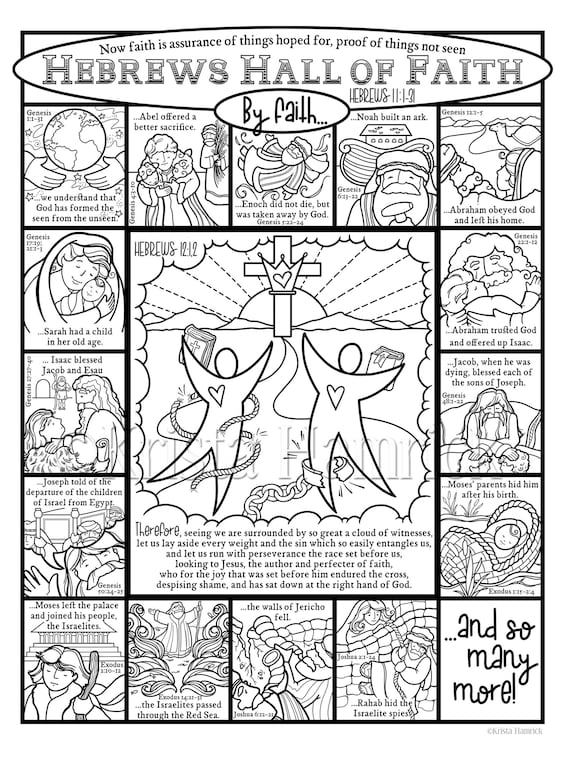 Hebrews hall of faith coloring collection includes coloring pages plus a title page for a booklet download now