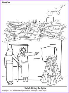 Rahab and spies coloring sheet bible for kids toddler sunday school bible lessons