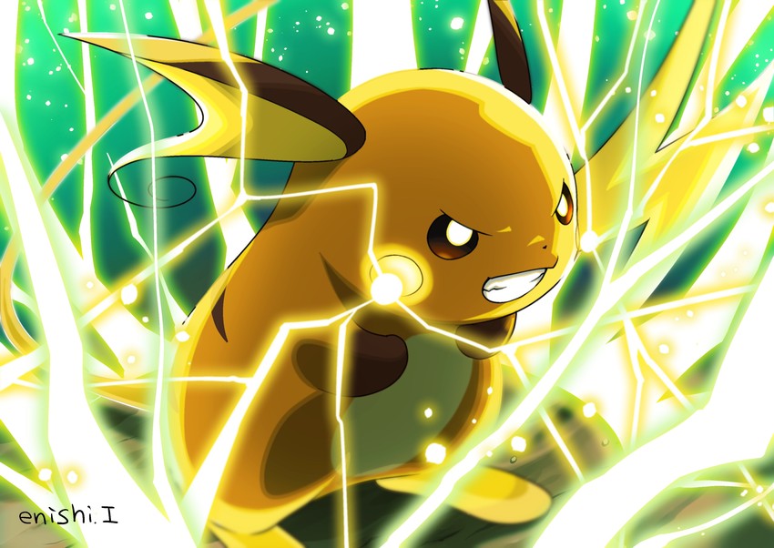 My new Thunder God Raichu digital painting : r/pokemon