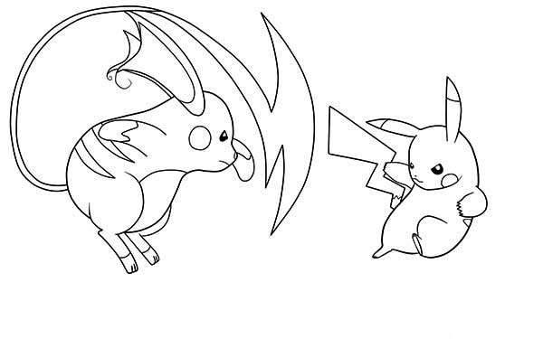 Pikachu vs raichu coloring page color luna