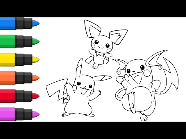 Pokãon pichu pikachu raichu evolution coloring pages i fun and relaxing pokeon coloring pages