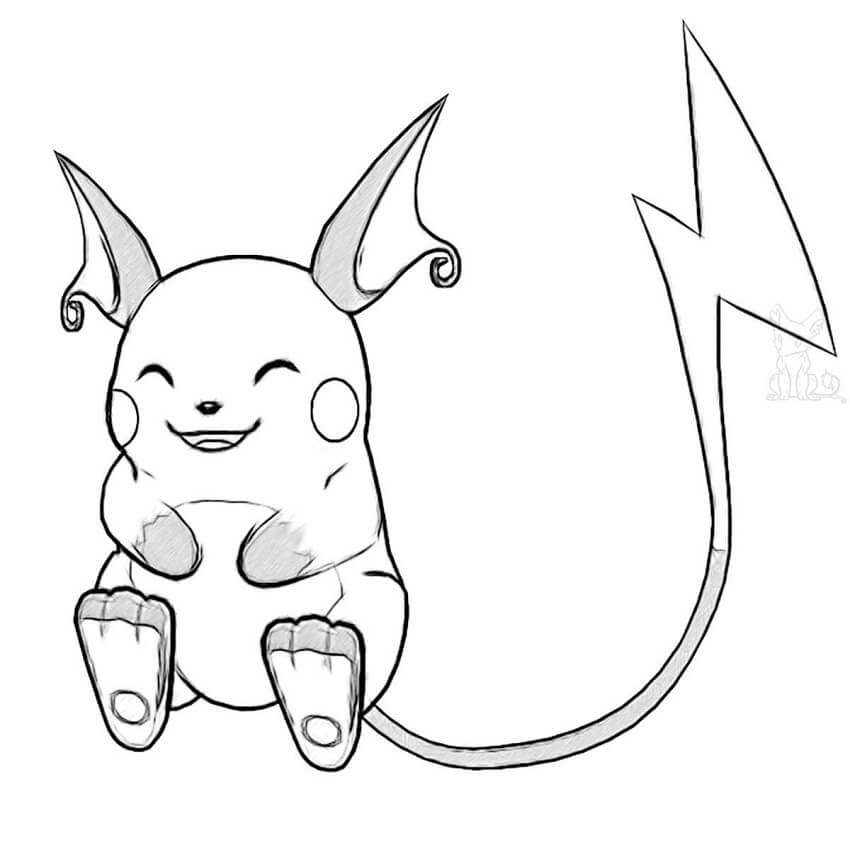 Cute raichu coloring page