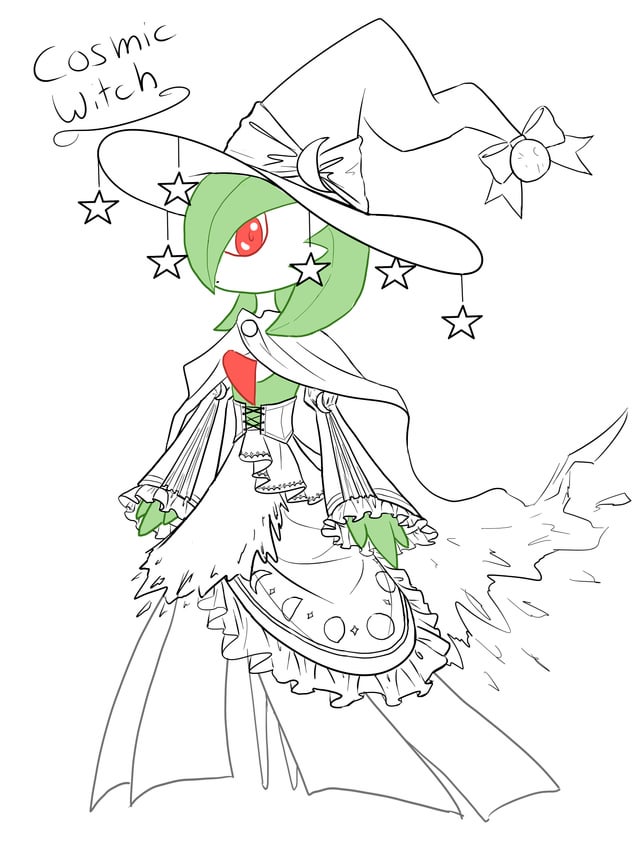 Forgot to post this yesterday but in the spirit of halloween heres some gardevoir skins i designed ive never been confident in colors so i made coloring book versions in case anyone