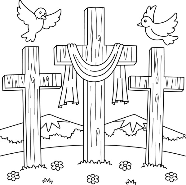 Thousand coloring page cross royalty