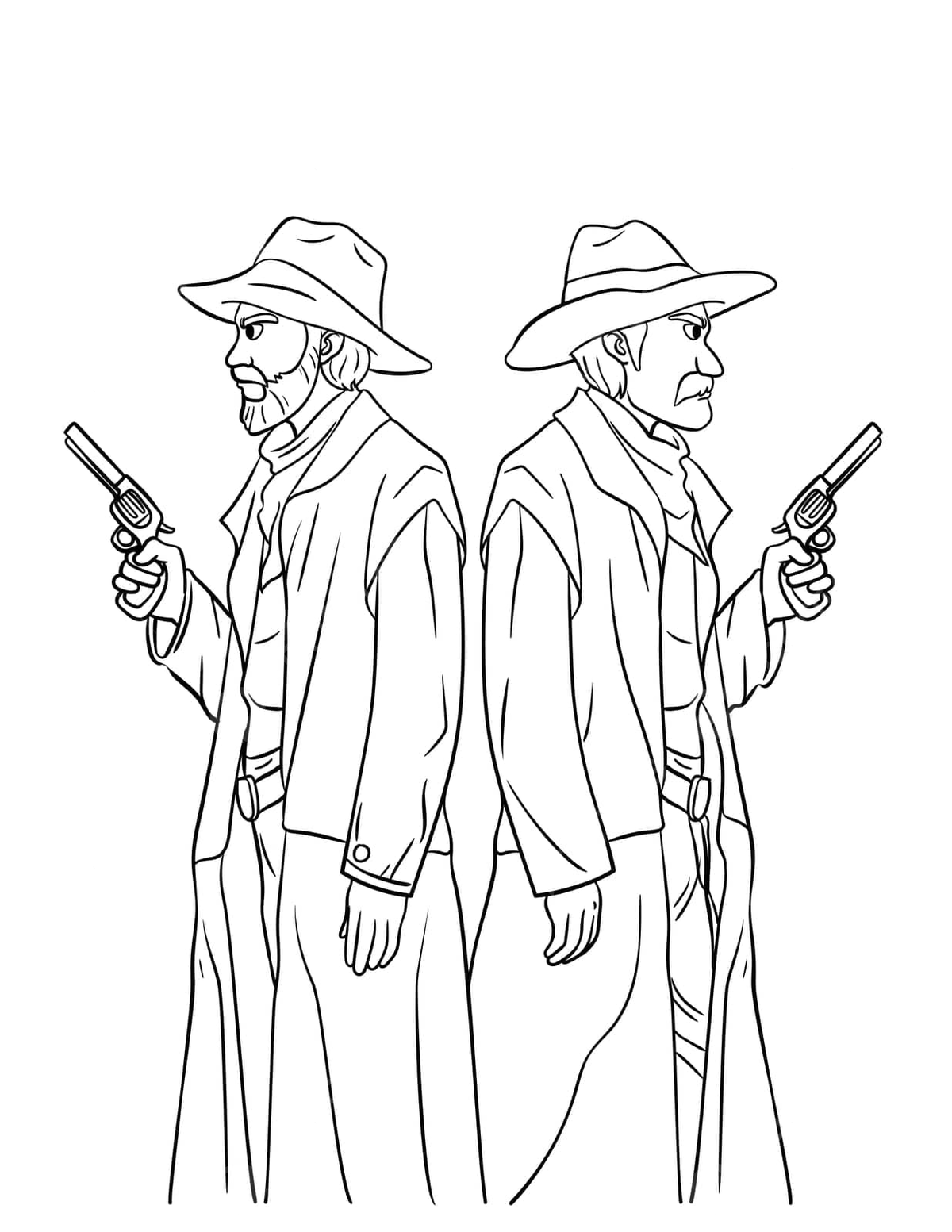 Cowboy duel isolated coloring page for kids kids colouring page page vector kids colouring page page png and vector with transparent background for free download