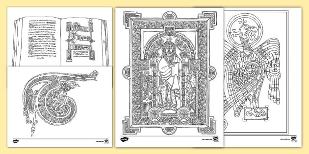 Book of kells coloring pages christian art usa