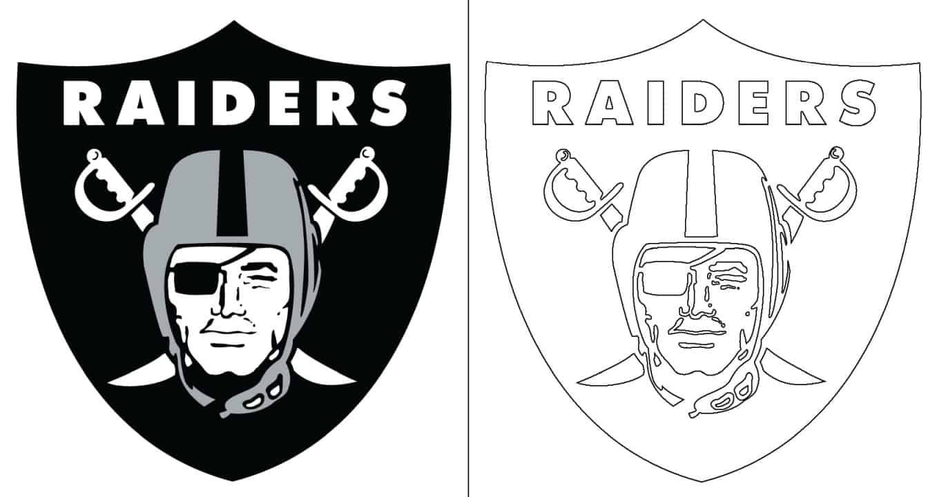 Oakland raiders logo with a sample coloring page