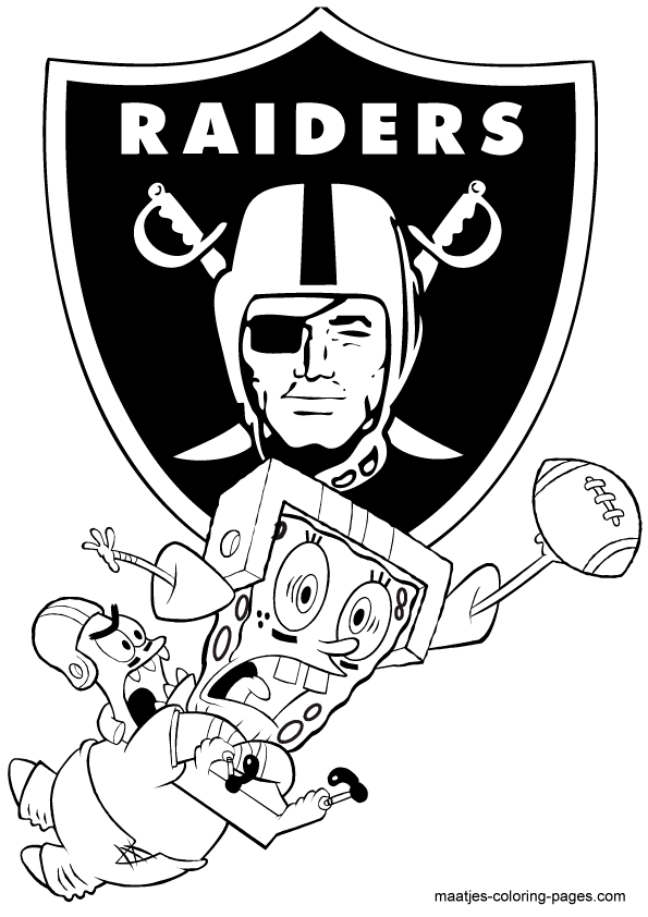 Nfl oakland raiders spongebob coloring page