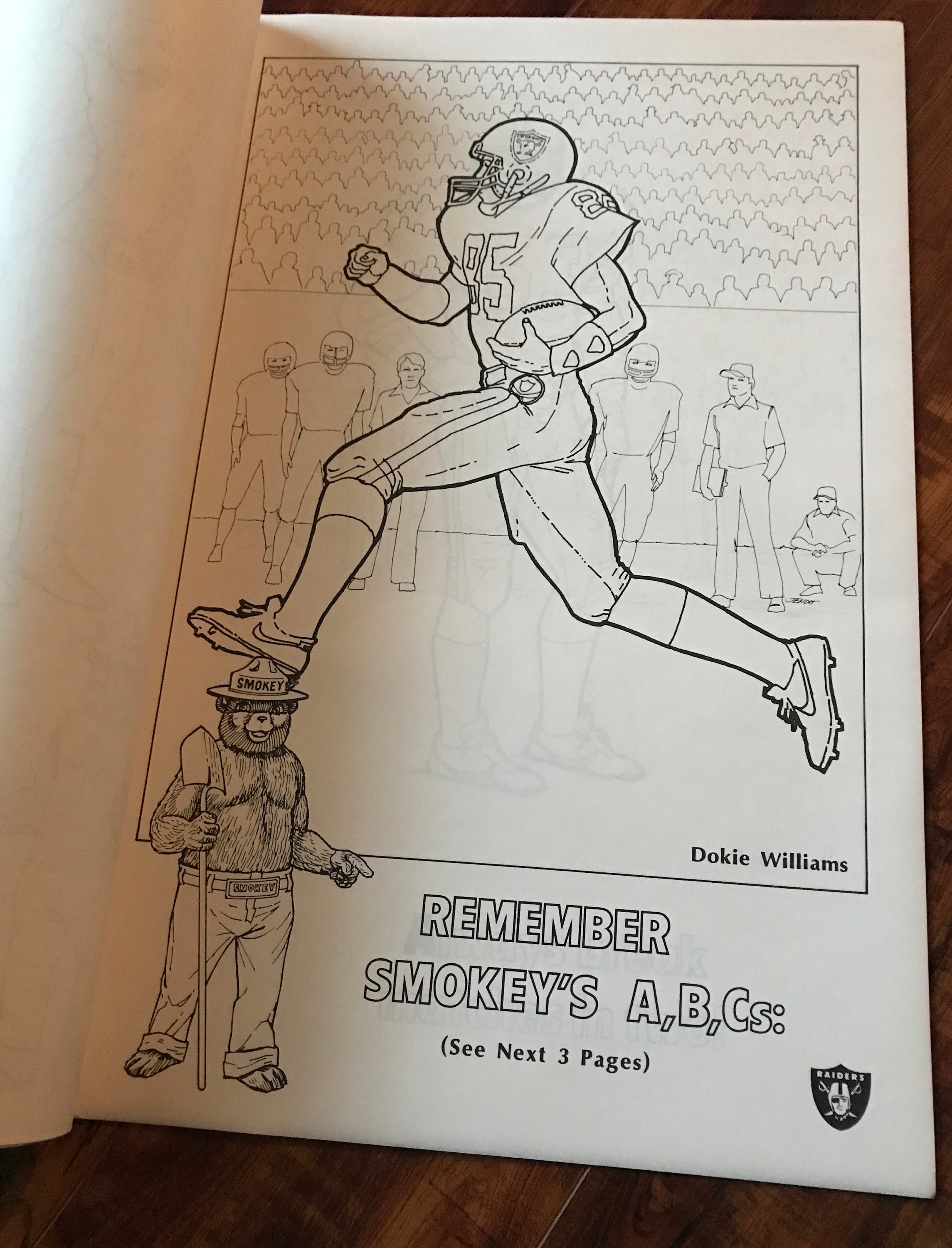 Smokey the bear los angeles raiders giant coloring book vintage coloring book