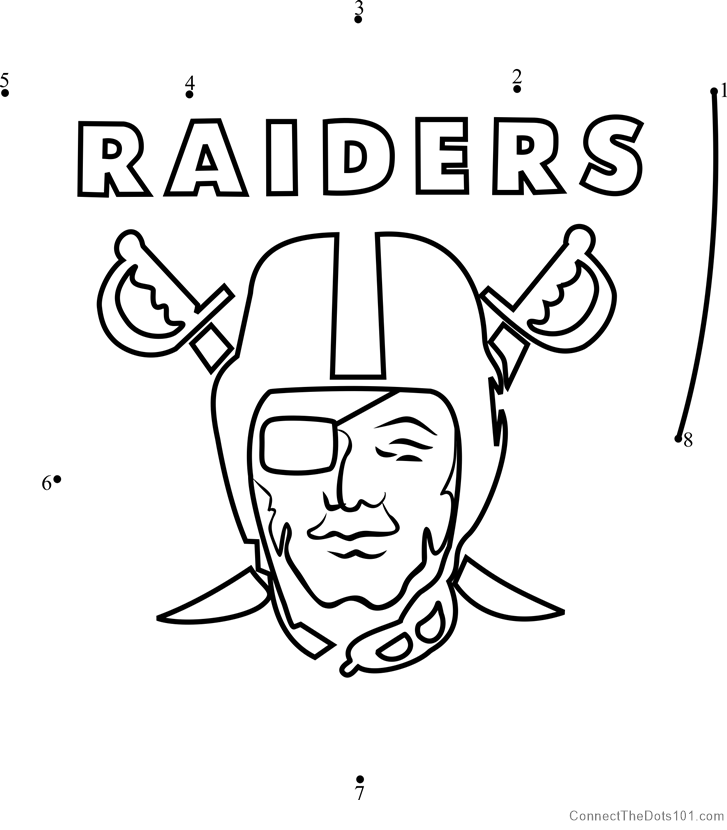 Oakland raiders logo dot to dot printable worksheet