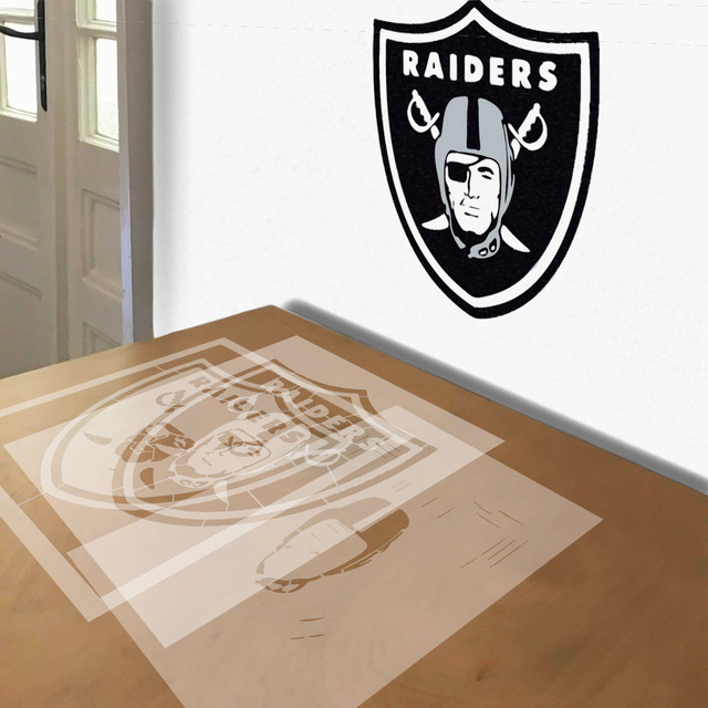 Raiders stencil in layers