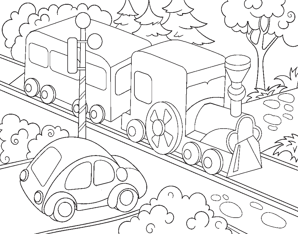 Railroad crossing coloring page online for whole family coloring pages online