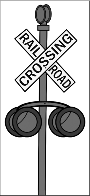 Clip art railroad crossing sign grayscale i